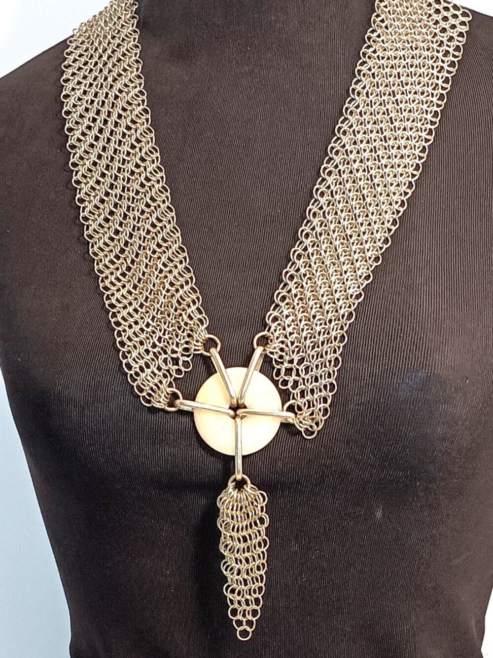 Ferrara Whiting & Davis Antique Gold Ring Mesh Belt/Necklace